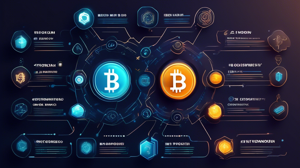 Create an image that represents the evolution of finance through the lens of Web 3.0 and cryptocurrency. Show a timeline that begins with traditional banking symbols, transitions through digital banking, and ends with futuristic decentralized finance iconography. Incorporate blockchain elements, cryptocurrency symbols like Bitcoin and Ethereum, and a sense of global connectivity. Use a mix of traditional and futuristic visual styles to convey the journey from old to new.