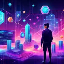 Create a futuristic digital landscape that represents the integration of Web3 and blockchain technology. Depict interconnected blockchain nodes, smart contracts, and decentralized applications (dApps) with vibrant holographic interfaces. Include diverse avatars of users interacting within this digital world, illustrating themes of digital ownership, security, and innovation in a sleek, high-tech environment.