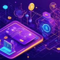 Create an intricate digital illustration that represents the concept of Web3 in the context of cryptocurrency. Show a futuristic web ecosystem with decentralized networks, blockchain technology, and smart contracts. Include visuals of interconnected nodes, digital tokens, and avatars interacting in a virtual world, all underpinned by cryptographic security. Use a blend of blue, purple, and gold hues to evoke a sense of innovation and digital evolution.