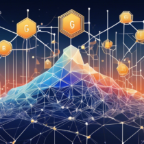 Create an image that visualizes the concept of Google integrating blockchain technology. The image should depict a futuristic digital landscape where Google's classic logo is intricately woven with interconnected blockchain symbols and nodes. In the background, abstract data streams representing the flow of information are seamlessly integrated with Google's cloud services, suggesting the marriage of blockchain's decentralized ledger with Google's technology ecosystem. The colors should be vibrant and tech-oriented, conveying innovation and cutting-edge technology.