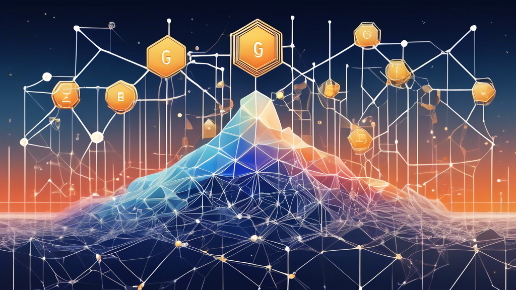 Create an image that visualizes the concept of Google integrating blockchain technology. The image should depict a futuristic digital landscape where Google's classic logo is intricately woven with interconnected blockchain symbols and nodes. In the background, abstract data streams representing the flow of information are seamlessly integrated with Google's cloud services, suggesting the marriage of blockchain's decentralized ledger with Google's technology ecosystem. The colors should be vibrant and tech-oriented, conveying innovation and cutting-edge technology.