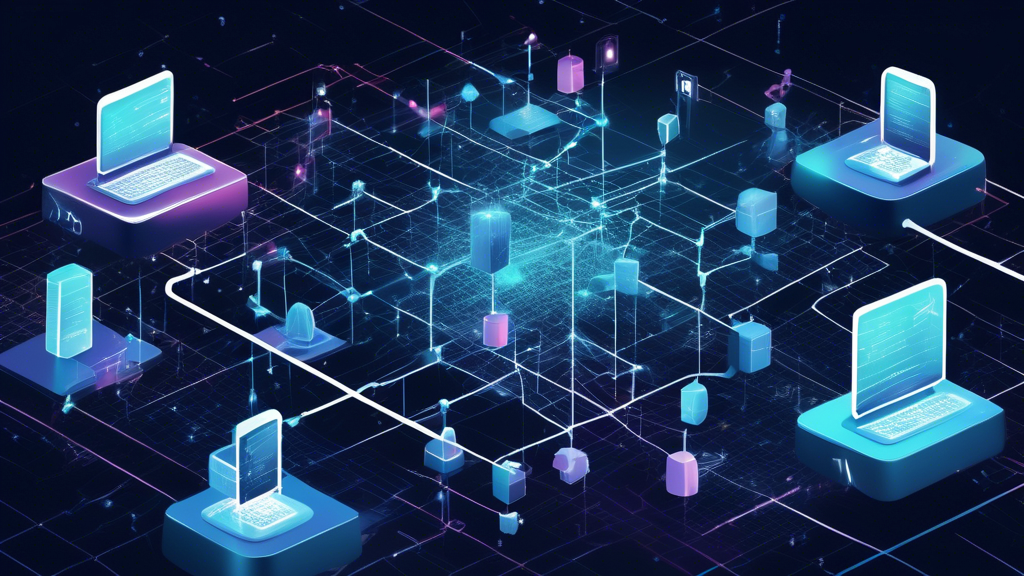 Create an image that visually illustrates the concept of a blockchain as a type of distributed ledger. The scene should feature a digital network of interconnected nodes, each resembling a block, with data flowing between them to represent the ledger. Include cryptographic symbols like locks and keys to signify security, and connect these nodes across a global map to emphasize the distributed nature. Use cool-toned colors like blues and greens to convey a technological and futuristic feel.